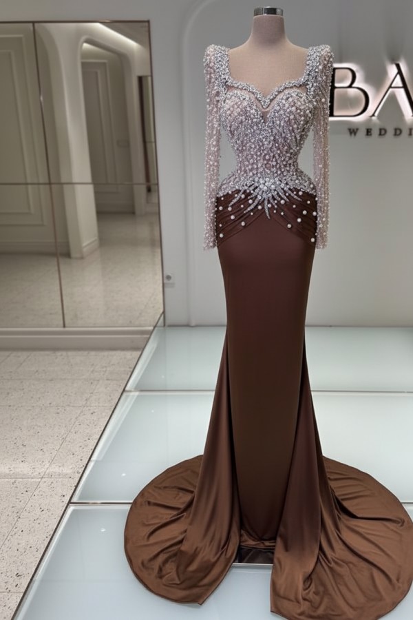 Schwarzes Abednkleid Lang Glitzer Abiballkleider Ballkleider mit Ärmel