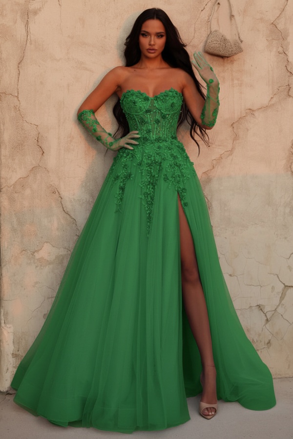 Himmel Blaues Abendkleid Lang Spitze Ballkleid Abendmoden Online