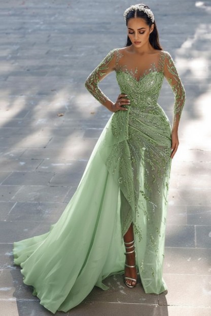 Blaues Abendkleid Lang Glitzer | Abiballkleider Spitze Mit Ärmel