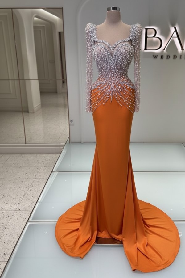 Schwarzes Abednkleid Lang Glitzer Abiballkleider Ballkleider mit Ärmel