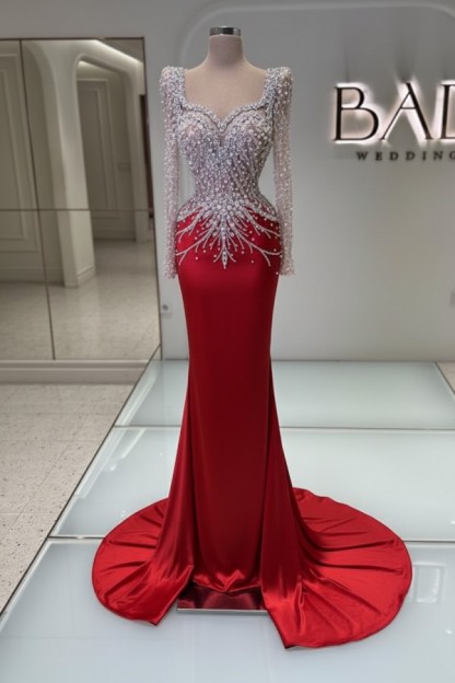 Schwarzes Abednkleid Lang Glitzer Abiballkleider Ballkleider mit Ärmel