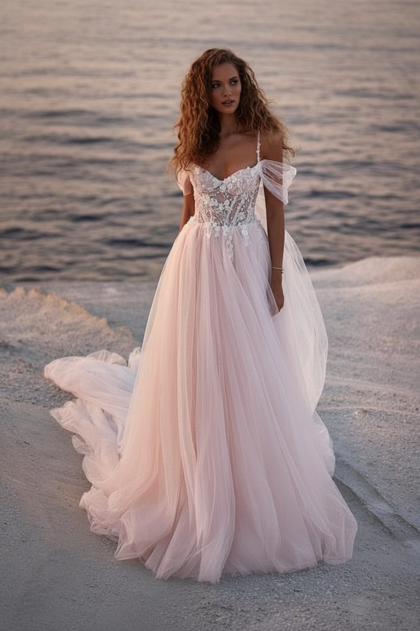 Boho Hochzeitskleider A Linie | Schlichte Brautkleider mit Spitze