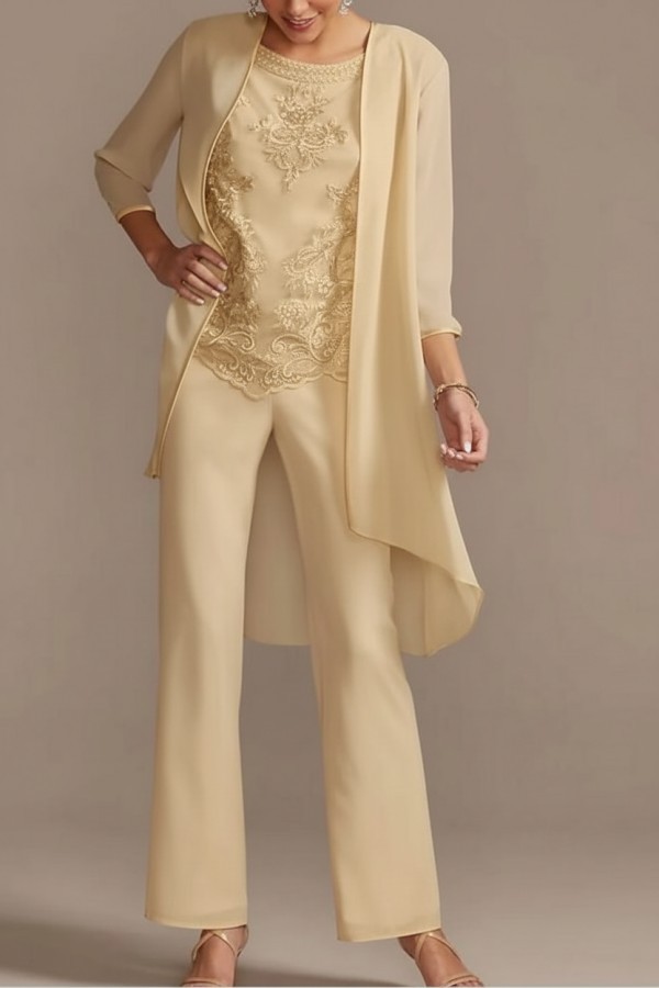 Designer Brautmutter Hoesenanzug | Brautmutterkleider Chiffon 3 Teilig