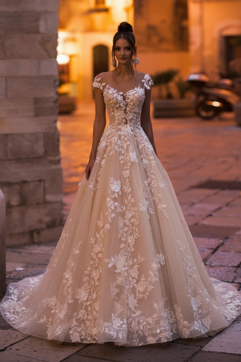 Wunderschöne Hochzeitskleider A Linie | Brautkleider Spitze