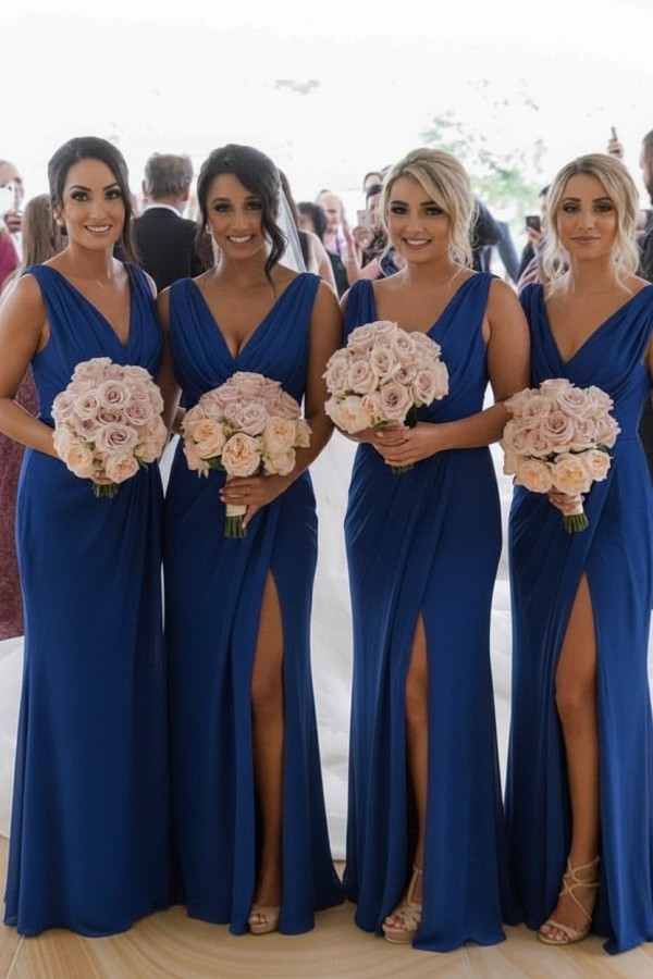 Elegante Brautjungfernkleider Lang Chiffon | Kleider für Brautjungfern