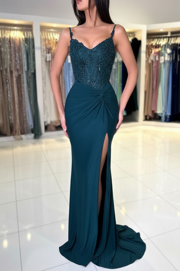 Wunderschöne Abendkleider Weinrot | Abiballkleider Lang Glitzer