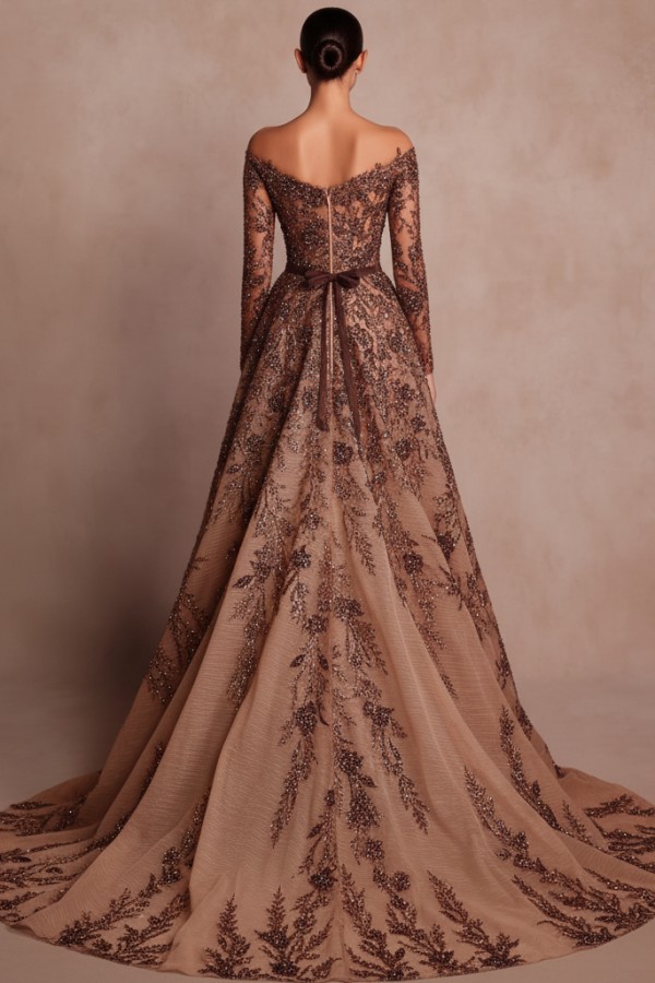 Extravagante Abendkleider Lang Glitzer Ballkleider mit Ärmel