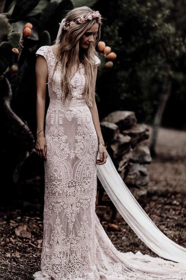 Elegante Boho Hochzeitskleider Mit Spitze Brautkleider Meerjungfrau Stil
