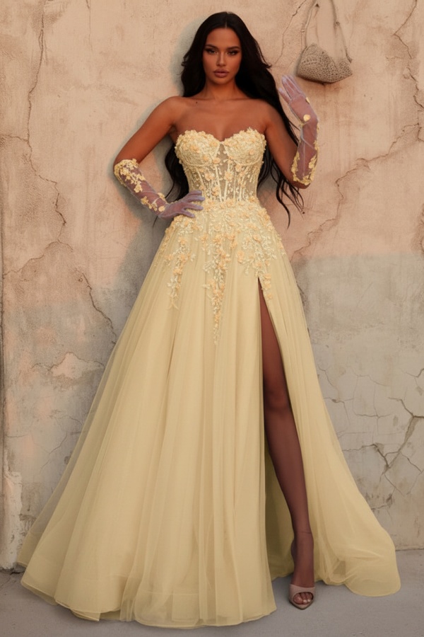 Himmel Blaues Abendkleid Lang Spitze Ballkleid Abendmoden Online