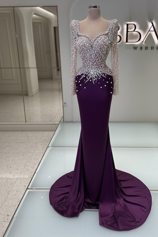 Schwarzes Abednkleid Lang Glitzer Abiballkleider Ballkleider mit Ärmel