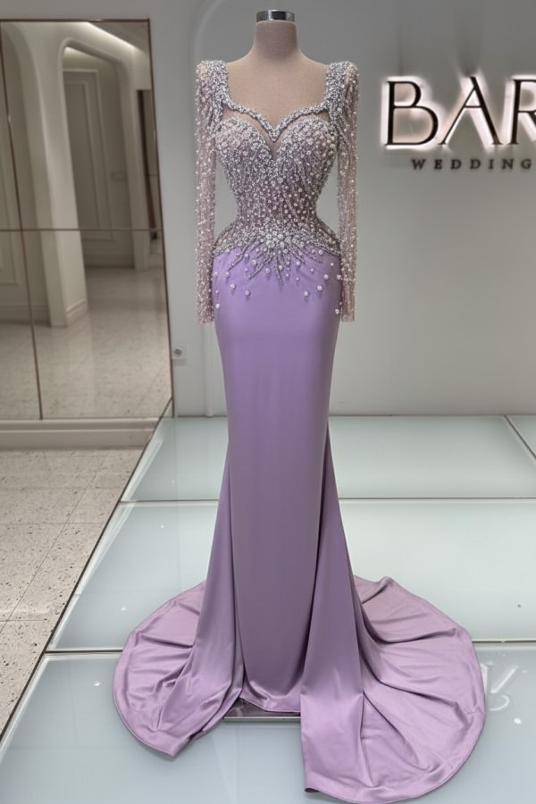 Schwarzes Abednkleid Lang Glitzer Abiballkleider Ballkleider mit Ärmel