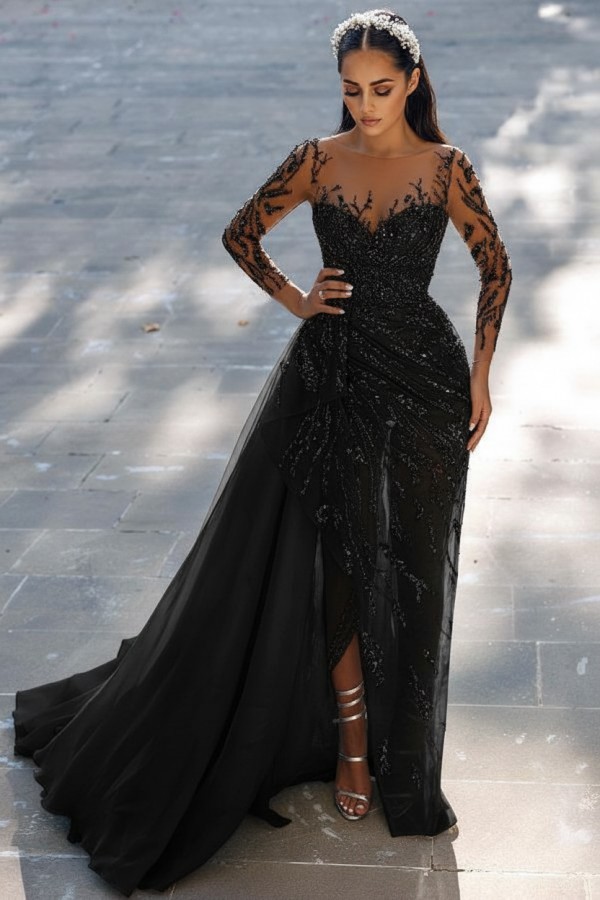 Blaues Abendkleid Lang Glitzer | Abiballkleider Spitze Mit Ärmel-babyonlinedressde