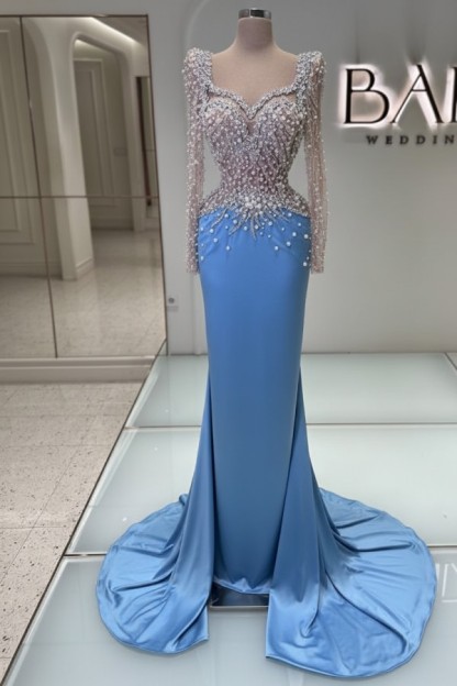 Schwarzes Abednkleid Lang Glitzer Abiballkleider Ballkleider mit Ärmel