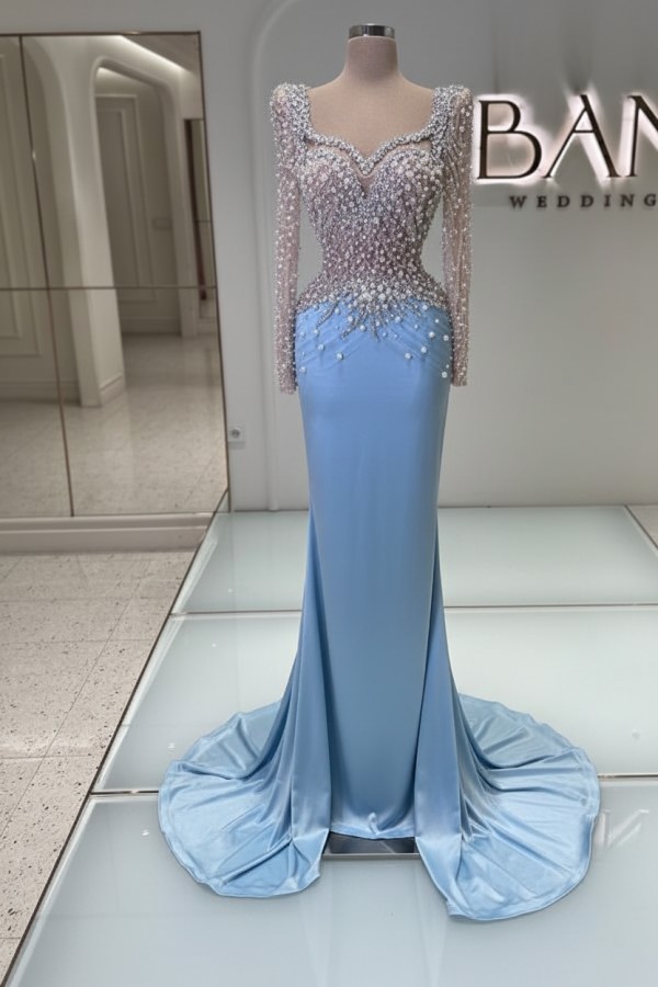 Schwarzes Abednkleid Lang Glitzer Abiballkleider Ballkleider mit Ärmel