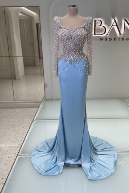 Schwarzes Abednkleid Lang Glitzer Abiballkleider Ballkleider mit Ärmel