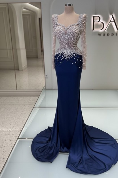 Schwarzes Abednkleid Lang Glitzer Abiballkleider Ballkleider mit Ärmel