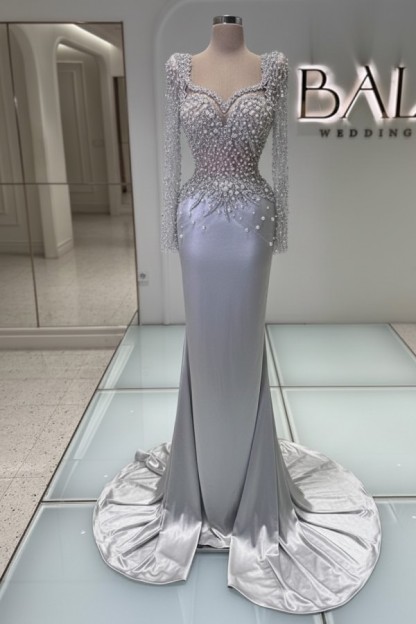 Schwarzes Abednkleid Lang Glitzer Abiballkleider Ballkleider mit Ärmel