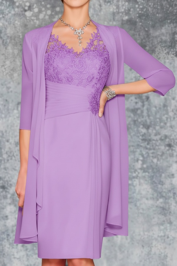 Mint Brautmutterkleid Kurz Chiffon | Kurze Brautmutterkleider mit Jacke