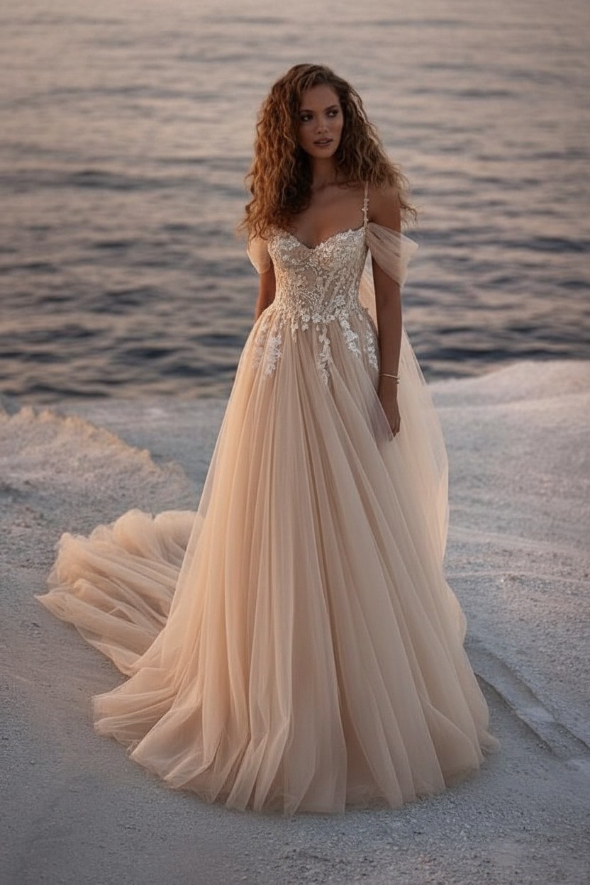 Boho Hochzeitskleider A Linie | Schlichte Brautkleider mit Spitze