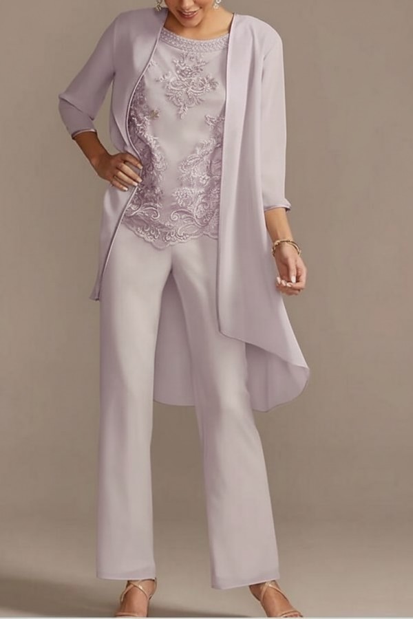 Designer Brautmutter Hoesenanzug | Brautmutterkleider Chiffon 3 Teilig