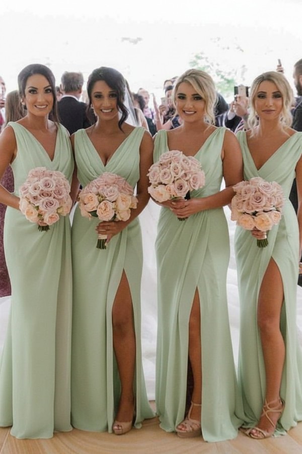 Elegante Brautjungfernkleider Lang Chiffon | Kleider für Brautjungfern