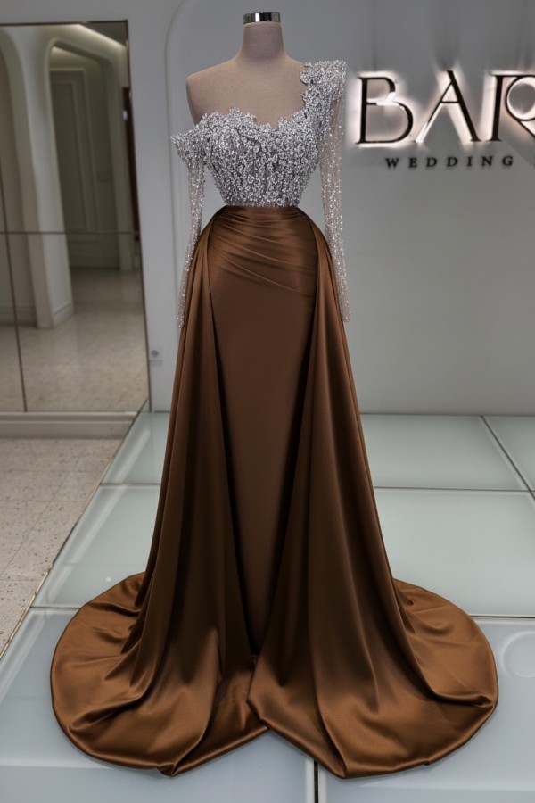 Luxus Ballkleider Lang Glitzer Abendkleider Abiballkleider mit Ärmel