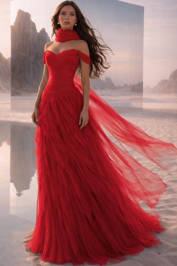  Tintenblau Abendkleider Lang Tüll Ballkleider Abiballkleider Online