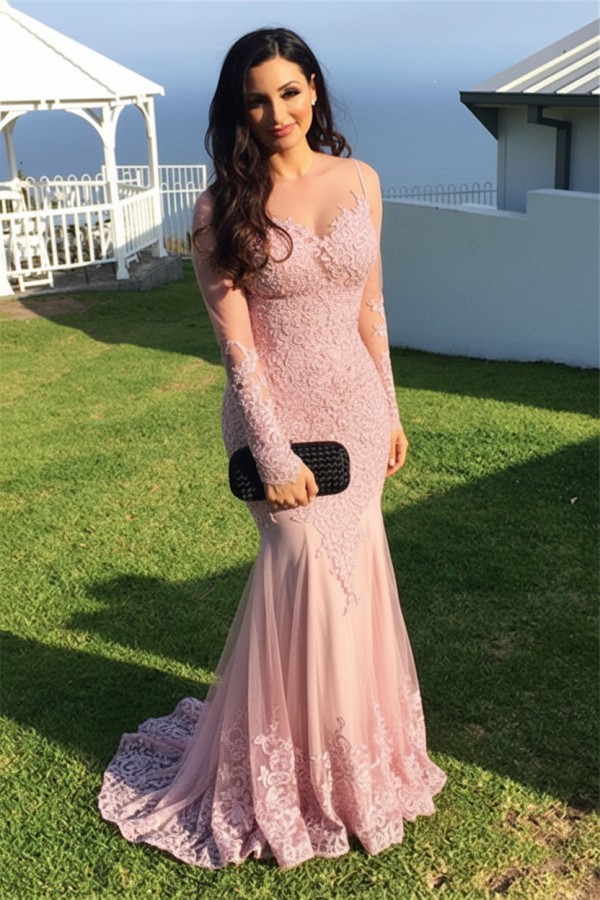 Schwarzes Abendkleid Meerjungfrau Lange Spitzenärmel | Elegant ab €149