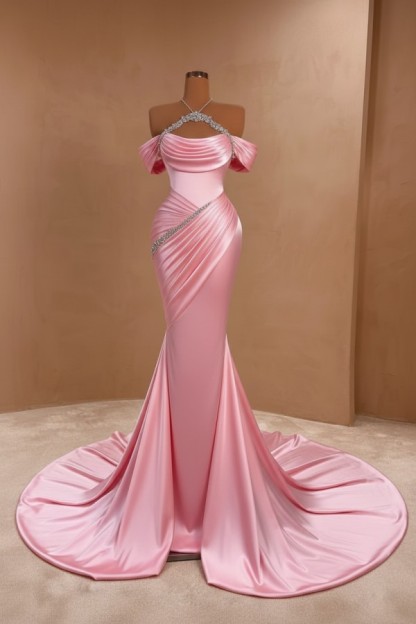 Silber Abendkleider Lang Meerjungfrau Stil Abiballkleider Ballkleid Mit Glitzer