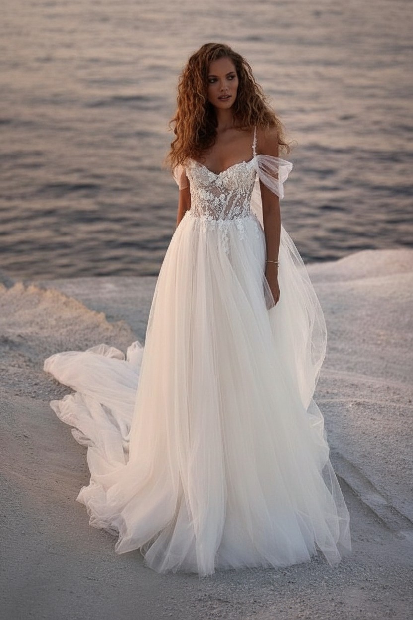 Boho Hochzeitskleider A Linie | Schlichte Brautkleider mit Spitze