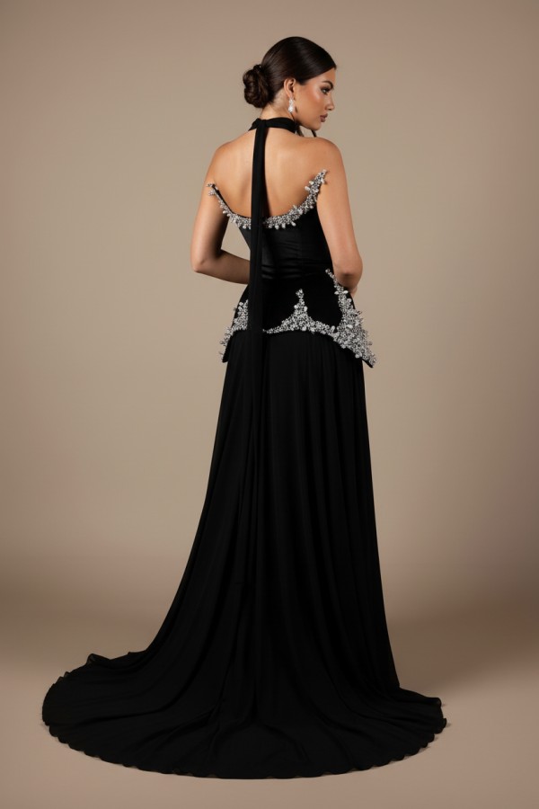 Extravagante Abendkleider Lang Schwarz Ballkleider mit Glitzer