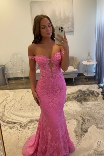 Navy Blaue Abendkleider Lang Spitze Ballkleider mit Glitzer