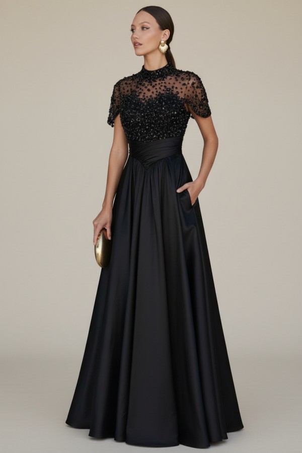 Dunkel Grüne Abendkleider Lang Glitzer Ballkleider mit Ärmel