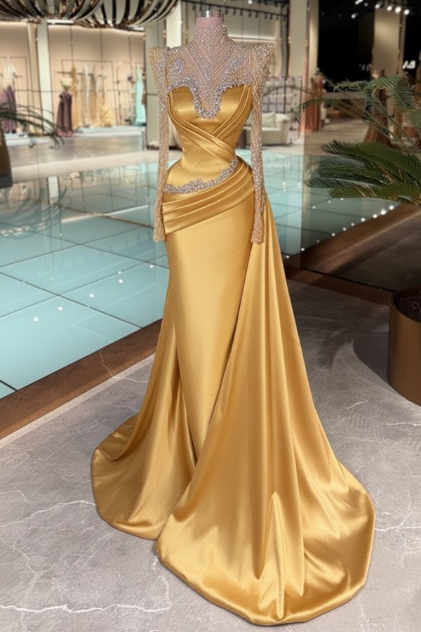 Schöne Abendkleider Lang Glitzer Lila Ballkleider mit Ärmel