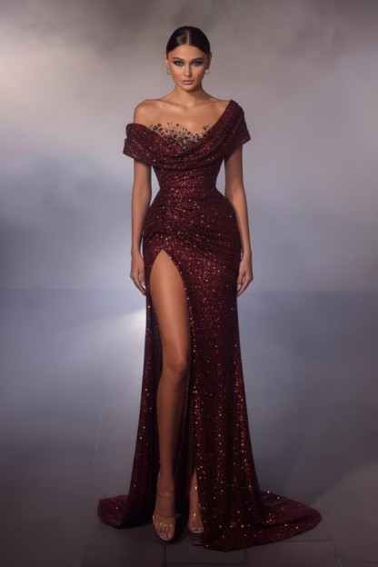 Elegante Abendkleider Lang Glitzer | Luxus Abiballkleider Online