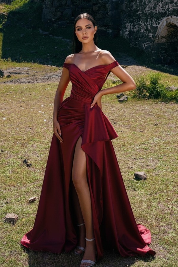 Schlichte Abendkleider Lang Rot | Abiballkleider Günstig