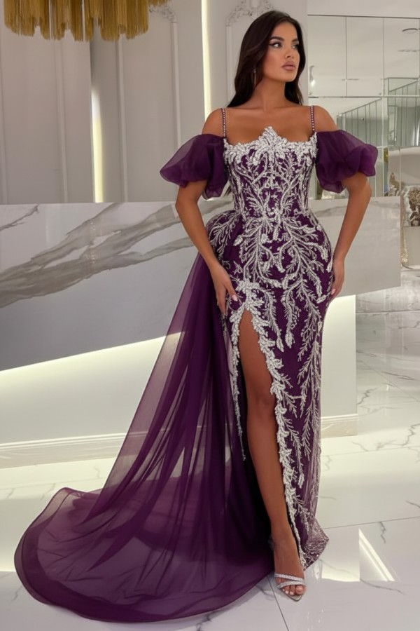 Himmel Blaue Abendkleider Lang Glitzer | Abiballkleider mit Spitze