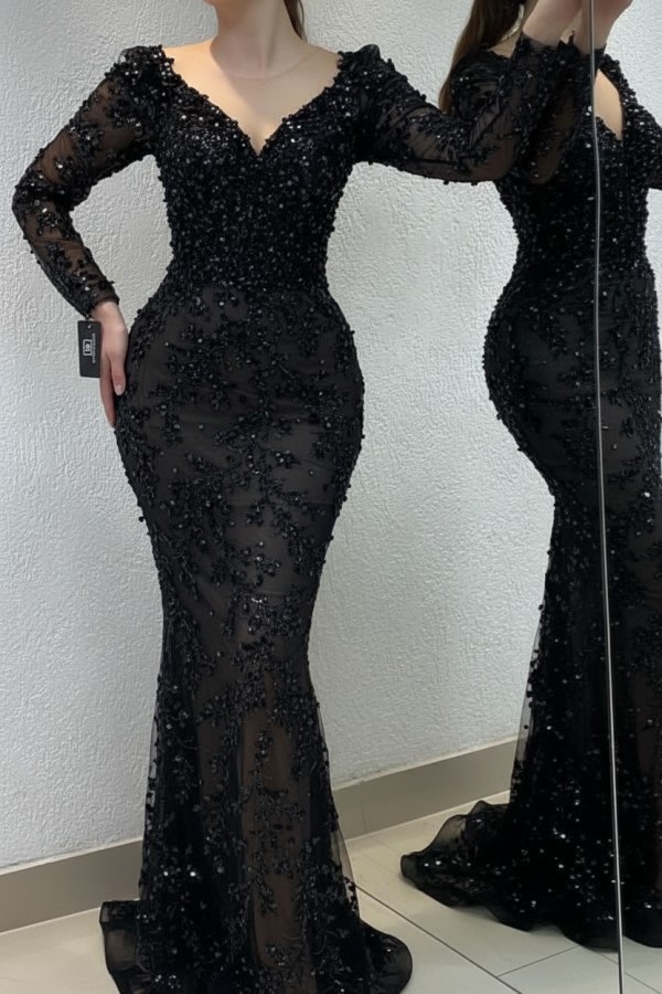 Schöne Abendkleider Lang Gold | Spitze Abiballkleider mit Glitzer