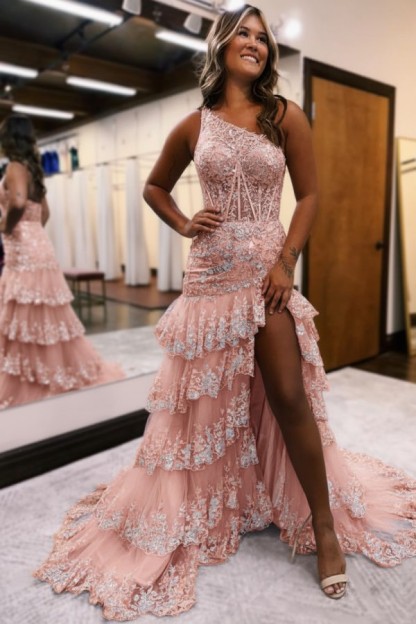 Lilac Abendkleider Lang Spitze | Abiballkleider mit Glitzer