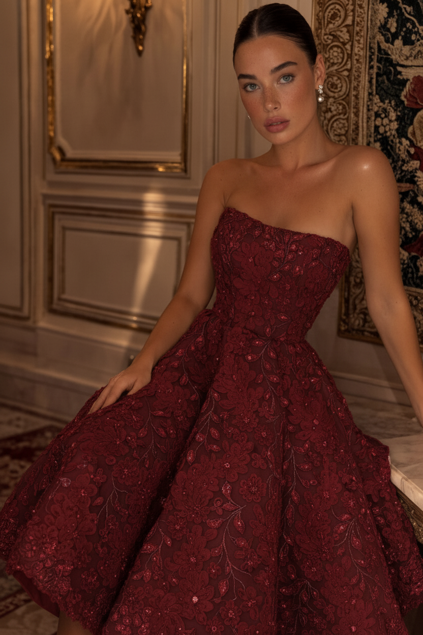 Rosa Cocktailkleider Kurz Spitze Ballkleider Glitzer Online