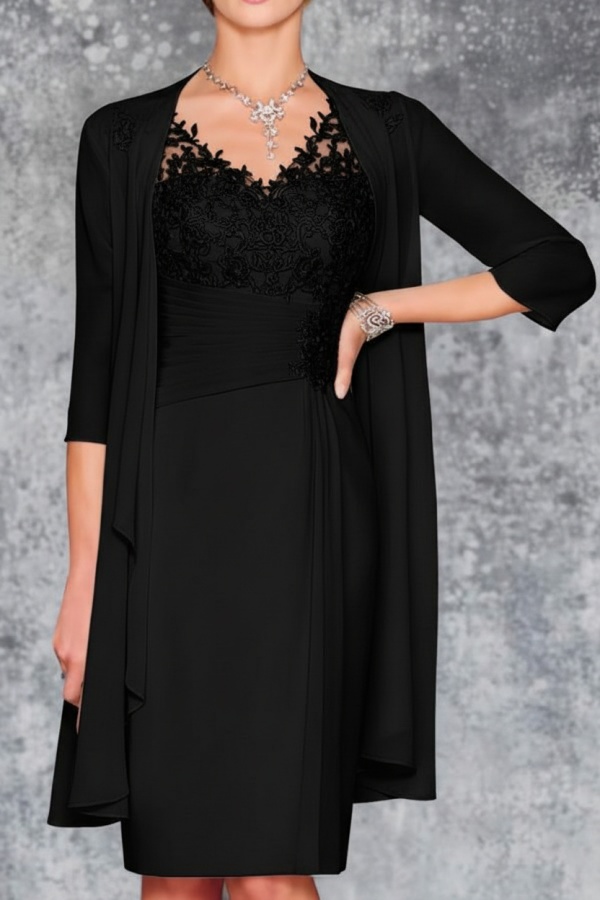 Mint Brautmutterkleid Kurz Chiffon | Kurze Brautmutterkleider mit Jacke