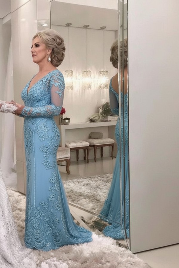 Golden Brautmutterkleider Spitze Mit Ärmel Günstig Abendkleider für Hochzeit Online