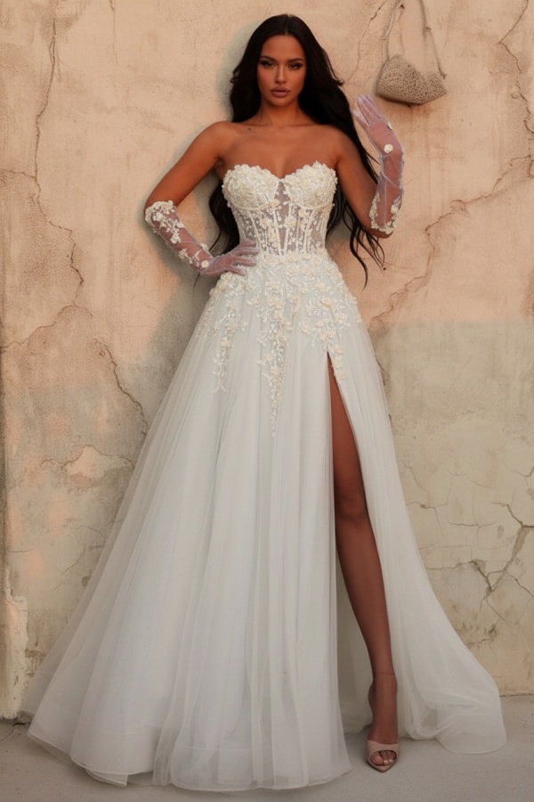 Himmel Blaues Abendkleid Lang Spitze Ballkleid Abendmoden Online