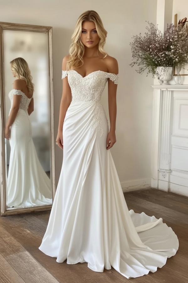 Elegante Abendkleider Lang Rosa Ballkleid mit Spitze