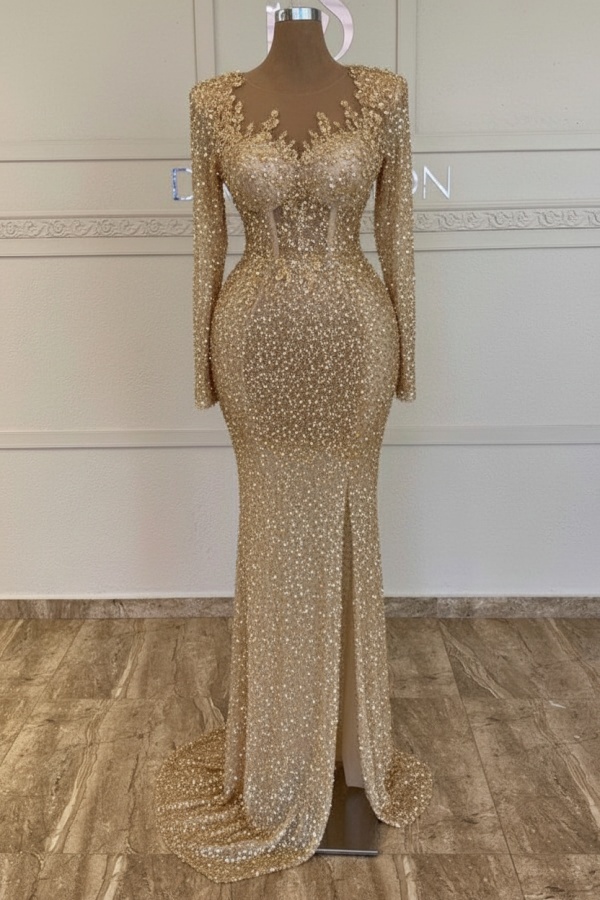 Grünes Ballkleid Lang Glitzer Abendkleid Mit Ärmel