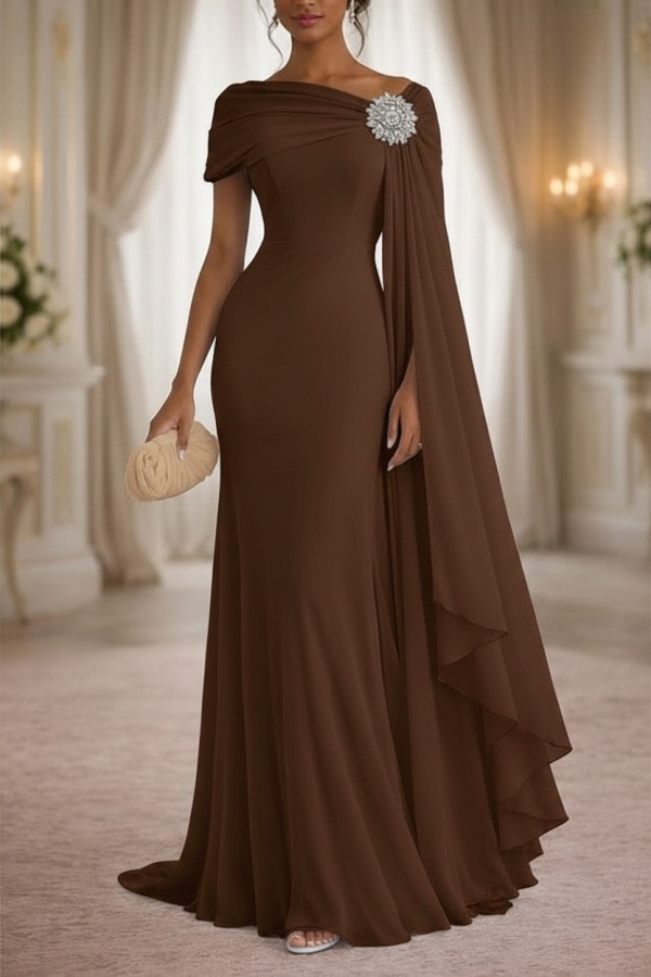 Champagner Brautmutterkleider Lang Chiffon Festliche Kleider Damen