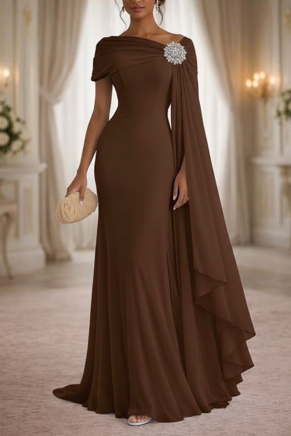 Champagner Brautmutterkleider Lang Chiffon Festliche Kleider Damen