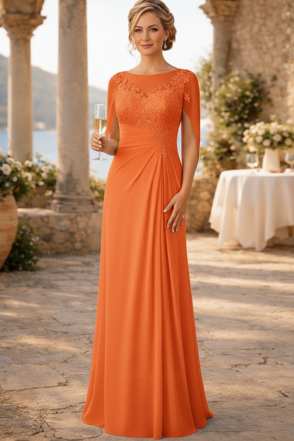 Navy Blaue Braututterkleider Festliche Kleider Lang Chiffon Mit Spitze
