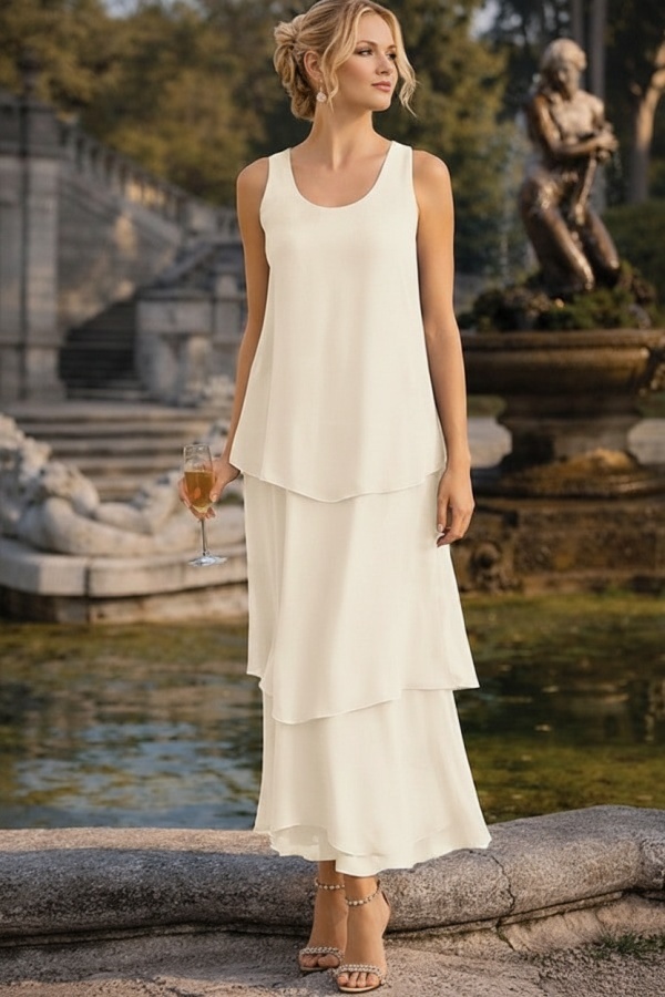 Himmel Blau Hochzeitspartykleider Lang Chiffon Festliche Kleider Brautmutter
