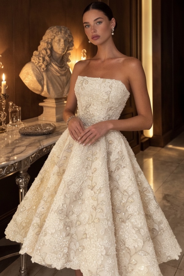 Gelb Abendkleid Kurz Spitze Ballkleid Cocktailkleider Glitzer